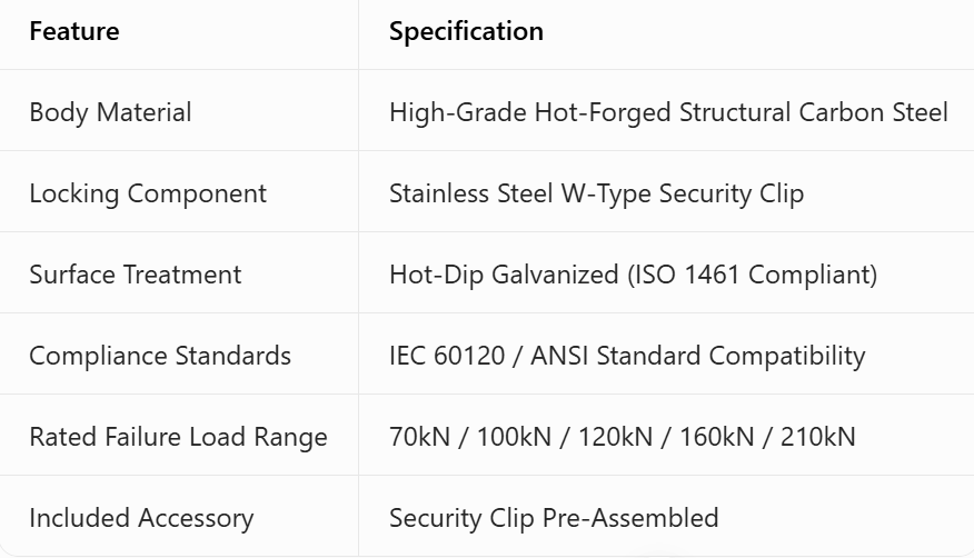 Forged Steel W-Type Socket Eye for High-Strength Insulator String Connection forged steel w type socket eye for high strength insulator string connection