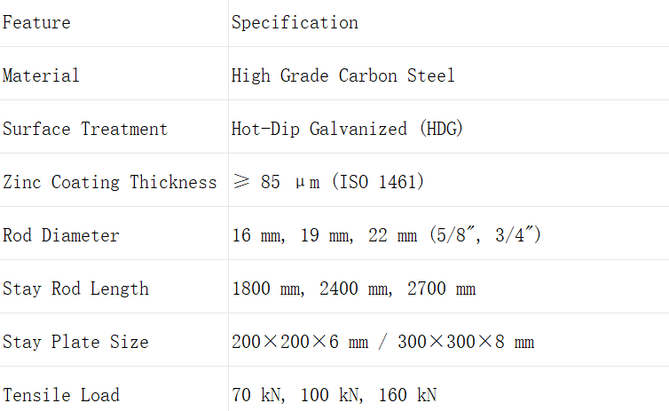 hot dip galvanized bow type stay set / stay rod for overhead power lines