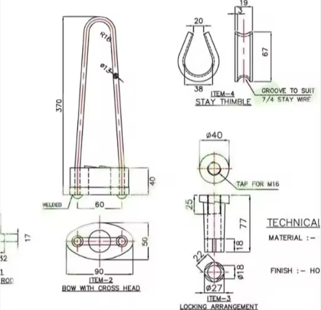 hot dip galvanized bow type stay set / stay rod for overhead power lines